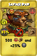 Wizard101 Balance spell card: Savage Paw, Spell ID 12732