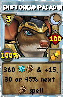 Wizard101 Moon spell card: Shift Dread Paladin, Spell ID 12743
