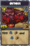 Wizard101 Shadow spell card: Orthrus, Spell ID 12745