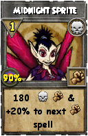 Wizard101 Death spell card: Midnight Sprite, Spell ID 12750