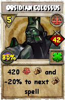 Wizard101 Balance spell card: Obsidian Colossus, Spell ID 12751