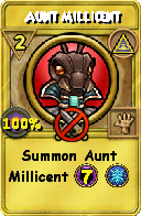 Wizard101 Myth spell card: Aunt Millicent, Spell ID 12764