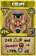 Wizard101 Myth spell card: Cyclops, Spell ID 12783