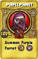 Wizard101 Myth spell card: Purple Parrot, Spell ID 12810