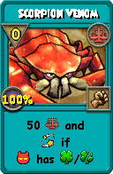 Wizard101 Balance spell card: Scorpion Venom, Spell ID 12824