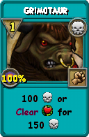 Wizard101 Death spell card: Grimotaur, Spell ID 12827