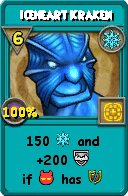 Wizard101 Ice spell card: Iceheart Kraken, Spell ID 12828