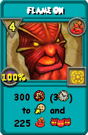 Wizard101 Fire spell card: Flame On, Spell ID 12839