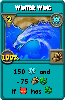 Wizard101 Ice spell card: Winter Wing, Spell ID 12841