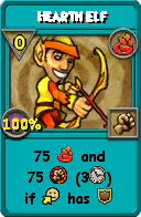 Wizard101 Fire spell card: Hearth Elf, Spell ID 12844