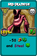 Wizard101 Death spell card: Red Deathish, Spell ID 12848