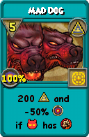 Wizard101 Myth spell card: Mad Dog, Spell ID 12853