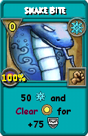 Wizard101 Ice spell card: Snake Bite, Spell ID 12877