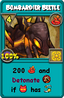 Wizard101 Fire spell card: Bombardier Beetle, Spell ID 12878