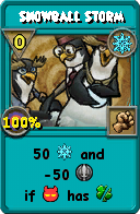 Wizard101 Ice spell card: Snowball Storm, Spell ID 12879