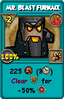 Wizard101 Fire spell card: Mr. Blast Furnace, Spell ID 12881