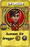 Wizard101 Myth spell card: Sir Greggor, Spell ID 12886