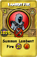 Wizard101 Myth spell card: Lambent Fire, Spell ID 12893