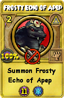Wizard101 Myth spell card: Frosty Echo of Apep, Spell ID 12897
