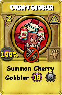 Wizard101 Myth spell card: Cherry Gobbler, Spell ID 12945