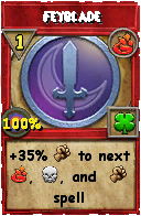 Wizard101 Fire spell card: Feyblade, Spell ID 12949