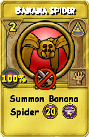 Wizard101 Myth spell card: Banana Spider, Spell ID 12999