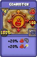 Wizard101 Fire spell card: Combustion, Spell ID 12917