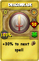 Wizard101 Sun spell card: Dragonblade, Spell ID 12389