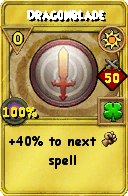 Wizard101 Sun spell card: Dragonblade, Spell ID 12387