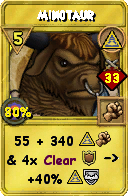 Wizard101 Myth spell card: Minotaur, Spell ID 12336