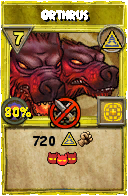 Wizard101 Myth spell card: Orthrus, Spell ID 12002