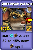Wizard101 Moon spell card: Shift Dread Paladin, Spell ID 12751