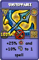 Wizard101 Sun spell card: Unstoppable, Spell ID 12428