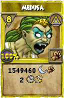 Wizard101 Myth spell card: Medusa, Spell ID 13015