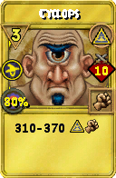 Wizard101 Myth spell card: Cyclops, Spell ID 13023