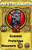 Wizard101 Myth spell card: Prototype Manavore, Spell ID 13048