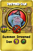 Wizard101 Myth spell card: Drowned Dan, Spell ID 13058