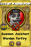 Wizard101 Myth spell card: Assistant Warden Porfiry, Spell ID 13061