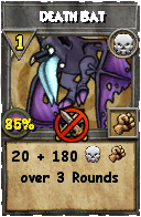 Wizard101 Death spell card: Death Bat, Spell ID 13068