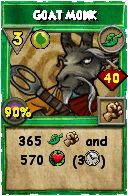 Wizard101 Life spell card: Goat Monk, Spell ID 13076