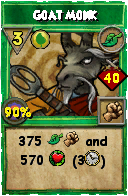 Wizard101 Life spell card: Goat Monk, Spell ID 13077