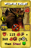Wizard101 Fire spell card: Wildfire Treant, Spell ID 13089