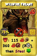 Wizard101 Fire spell card: Wildfire Treant, Spell ID 13090