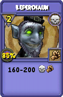 Wizard101 Death spell card: Leperchaun, Spell ID 13107