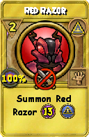 Wizard101 Myth spell card: Red Razor, Spell ID 13124