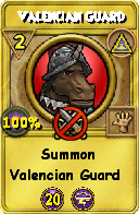 Wizard101 Myth spell card: Valencian Guard, Spell ID 13134