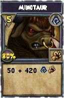 Wizard101 Shadow spell card: Minotaur, Spell ID 13146
