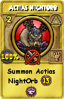 Wizard101 Myth spell card: Actias NightOrb, Spell ID 13174