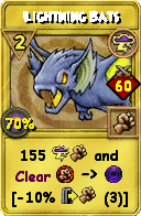 Wizard101 Storm spell card: Lightning Bats, Spell ID 13188