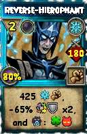 Wizard101 Ice spell card: Reverse-Hierophant, Spell ID 13203